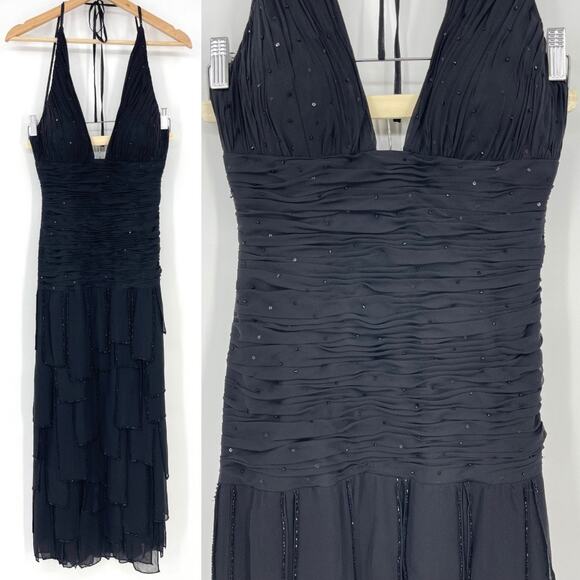 Sue Wong Nocturne | Vintage Y2K Black Silk Beaded Layer Fairy Goth Dress 2 - Picture 1 of 16